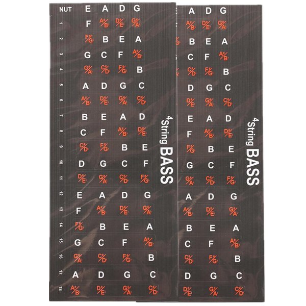 2 Sheet Guitar Fretboard Stickers 4 String Bass Guitar Fret Decals Bass Scales Stickers Fretboard Fingerboard Note Labels or Learning Notes Chords and Scales
