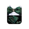 YOHOWA Green Gold Bow Tie and Pocket Square Set Pretied Bow Tie with Gold Diamond Ring