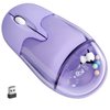 Wireless Mouse Bluetooth Aqua Water Mice,Aesthetic Cute Clear Purple Silent RGB Light USB Retro Mice for PC Laptop Computer MacBook Kids Girl Women Men Gift with Liquid Water Section & Floater Animal