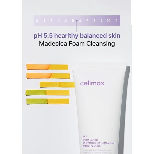 celimax Derma Nature Relief Madecica pH Balancing Foam Cleansing | Foaming Face Wash Cleanser, Hydrating, Soothing, Moisturizing, 150ml