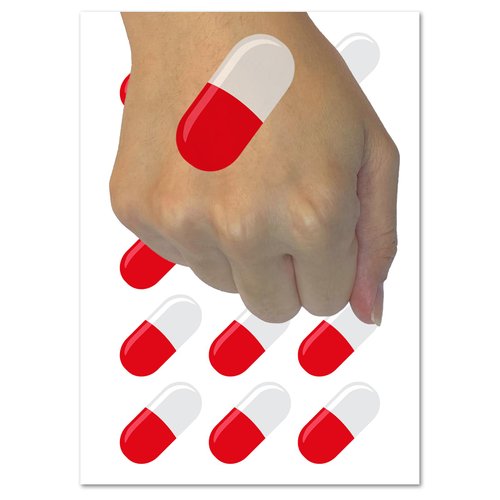 Pill Medicine Temporary Tattoo Water Resistant Fake Body Art Set Collection - 15 2" Tattoos (1 Sheet)
