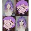 Short WavyPurple wig Amity costume wig the owl house synthetic hair wig with bangs14 inches wig for Women and Girl (Purple ombre pink)