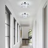 HOPGGIE Modern Crystal Chandelier LED Flush Mount Pendant Lighting Mini Ceiling Light Fixture for Bathroom Bedroom Hallway Staircase Bar Kitchen (Cold White)