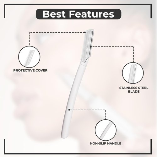 Visage Precision Facial Razors, Touch-up Dermaplaning Tool, Eyebrow Razor, Facial Hair/Peach Fuzz Removal, Face Shavers for Women and Men - 3 count