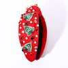 Christmas Headband for Women Holiday Christmas Accessories Beaded Xmas Bow Tree Snowflake HOHOHO Knotted Headband Red Green Crystal Pearl Top Knot Headband Festive Holiday Gifts (Xmas Tree 3)
