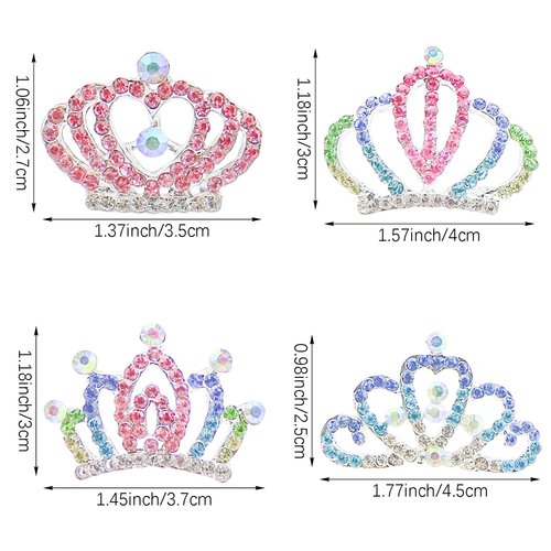 Aswewamt 8 PCS Mini Crystal Rhinestone Princess Crown Hair Comb, Shiny Rhinestone Tiara for Girls Princess Birthday Party Supplies Hair Dectoration