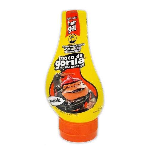 Moco De Gorila Mini Punk. Maximum Hold Hair Gel. Easy Squeeze Bottle. No Residue. 2.99 Oz / 84.7 gr.