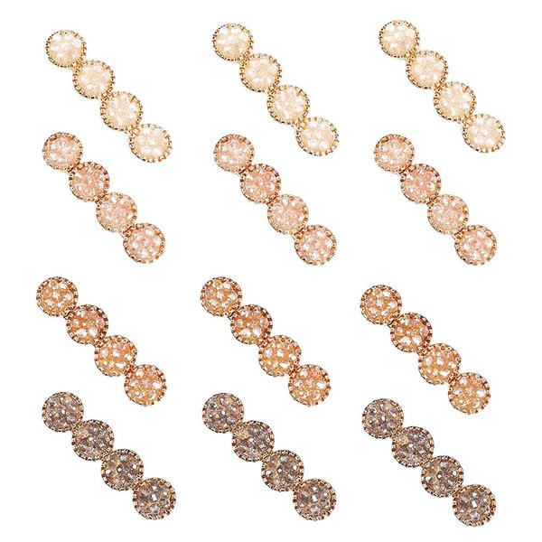 MIAO JIN 12Pcs Rhinestone Hair Clips Alligator Hair Clips Round Bling Crystal Hairpins Headwear Hair Barrettes Hair Pins for Women's and Girls Hair Accessories