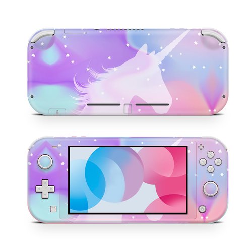 ZOOMHITSKINS Switch Lite Accessories, Compatible for Switch Lite Skin, Unicorn Galaxy Pink Blue White Star Fairy Pastel Cute, 3M Vinyl, Durable & Fit, Easy to Install, Made in The USA