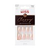 KISS Classy Nails, Press-On Nails, Nail glue included, The BOSS', Silver, Medium Size, Coffin Shape, Includes 28 Nails, 2g Glue, 1 Manicure Stick, 1 Mini file
