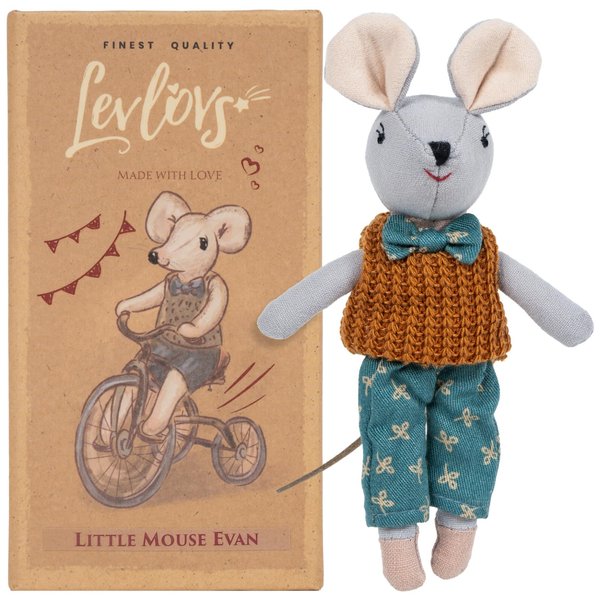 LEVLOVS Mouse in a Box Brother Mouse in Matchbox Linen Doll