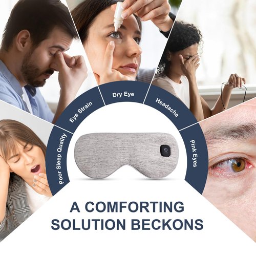 Heated Eye Mask Cordless, Warm Eye Compress for Dry Eyes Stye Blepharitis Chalazion MGD Eye Treatment, Heat Therapy to Unclog Gland, Soothe Tired and Sore Eyes (Gray)