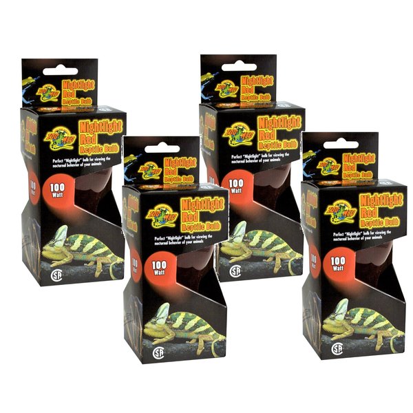 Zoo Med Nightlight Red Reptile Bulb 100 Watts (4 Pack)