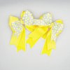 Yellow & White Equestrian Hair Bows-Available on French Barrette, Alligator Clip, Ponytail Elastic (Pair of Bows 6" Tail Alligator Clip) (French Barrette)