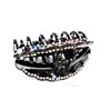 Black curved hair claw clip with multi-color crystals and double grip