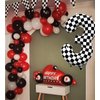 Kwuz 40 Inch Checkered Birthday Balloon Number 3 Boys Fast Three Birthday Decorations Race Car Racing Theme 3rd Birthday Party Balloons Decor Supplies Foil Mylar Black White