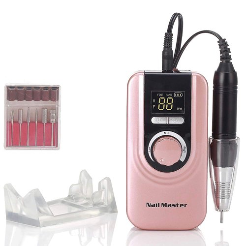 Miss Sweet RPM35000 Professional Rechargeable Portable Nail Drill Acrylic Nail Machine Electric Nail File for Acrylic (Rose Gold)