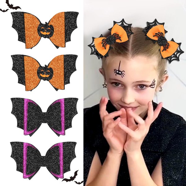 Vodolo Halloween Hair Clips for Women Girls Adult Kids,6PCS Halloween Decorations for Hair,Halloween Bow Hair Accessories,Cute Halloween Hair Pins Gift,Halloween Hair Gecor,Halloween Hair Barrettes