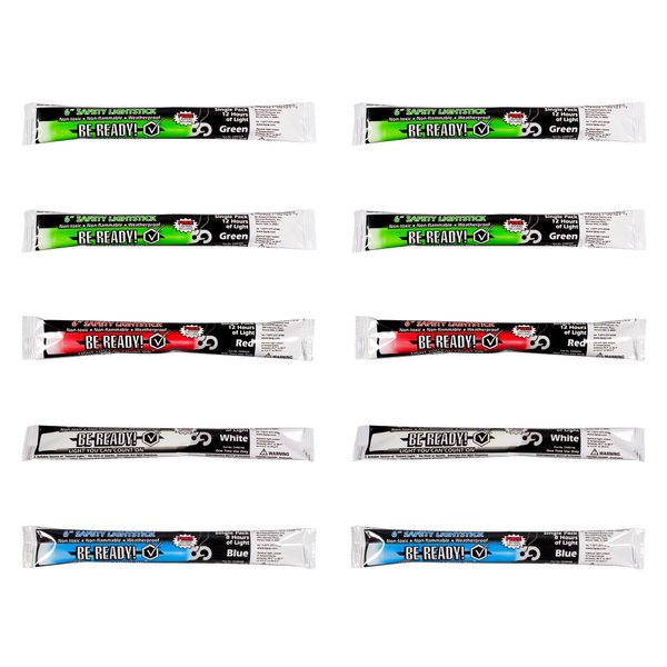 Windy City Novelties (10 Pack) 12 Hour Duration Military Chemical Light Sticks Multi Color Green | Red | White | Blue | for Emergency Kits | Survival & Camping | Hurricane & Disasters