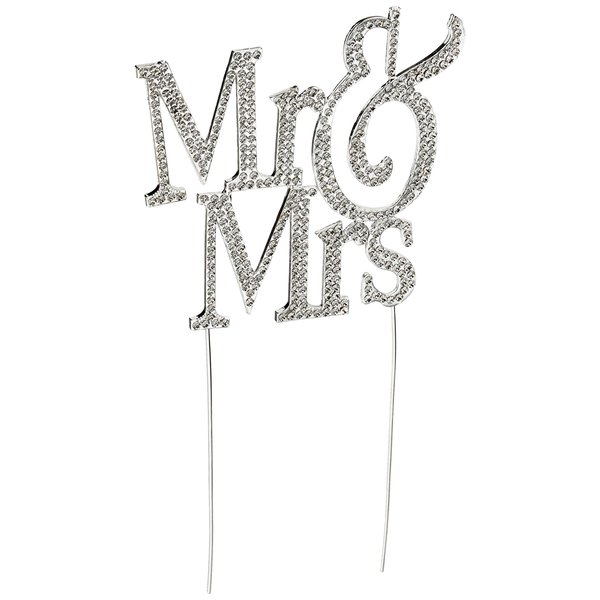 1 X Mr & Mrs Monogram Silhouette Rhinestone Wedding Cake Topper Decoration with Crystals - Formal Font