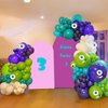 Monster Balloons Arch Garland Kit Decorations, 110pcs Monster Cartoon Theme Balloons Party Decorations, Dark Purple Green White Teal Blue Balloons Arch for Birthday Baby Shower Party Decor