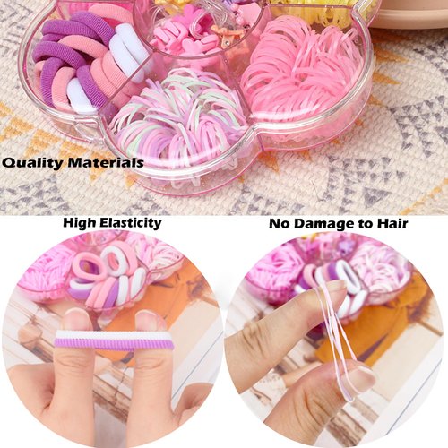 Melbelia Baby Hair Ties and Hair Clips in Box, Hair Rubber Bands for Toddler Colorful Hair Elastics Hair Accessories Gift for Little Girls Kids Baby Infants