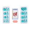 KISS imPRESS Press-On Pedicure Fake Toenails Kit, Style "Sparkling Mint", Square Shaped, Glittery Turquoise Press-On Nails, Includes Prep Pad, Mini Nail File, Cuticle Stick, & 24 Fake Nails