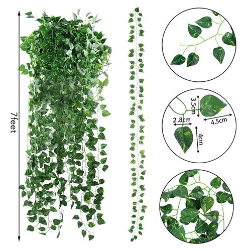 CEWOR 24 Pack 173ft Artificial Ivy Greenery Garland, Fake Vines Hanging Plants Backdrop for Room Bedroom Wall Decor, Green Leaves for Jungle Theme Party Wedding Decoration