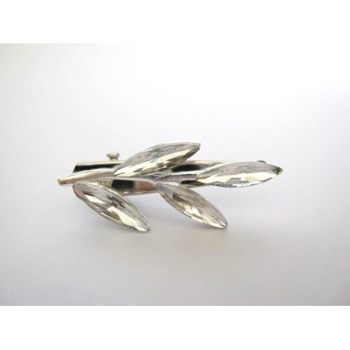Generic Small silver tone crystal leaves alligator hair clip for fine thin hair (Clip quantity: 1 clip)