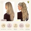FELENDY 16" Ponytail Extension Small Claw Clip Curly Ponytail Hair Extensions Long Wavy Pony tails Hairpiece Cute Jaw Clips for Women Light Brown Mix Ash Blonde