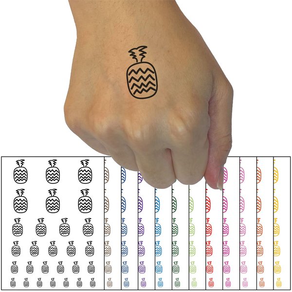 Pineapple Fun Doodle Temporary Tattoo Water Resistant Fake Body Art Set Collection - Light Green (One Sheet)