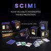 Scimi MTG Deck Box for Commander Display,Card Deck Box Fits 100 Double Sleeved Cards, Magic Commander TCG Card Leather Storage Box with 2 Dividers and 1 Toploader (Black/Golden)