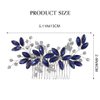Casdre Crystal Bride Wedding Hair Comb Silver Leaf Bridal Hair Accessories Rhinestone Party Prom Hair Piece for Women and Girls (B Blue)