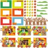 Domensi 24 Set Thanksgiving Craft for Kids Tree of Thanks Picture Frame Magnet Craft Kit with Magnet Picture Frame Tree of Thanks Leaves Cards DIY Craft for Thanksgiving Party Favors Family Dinner