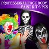 Halloween Killer Clown Makeup Kit - White Black Red Face Body Paint 0.59oz, Edible Fake Blood Gel 1.06oz, 3PCS Sponge, Brush, SFX Special Effect Makeup for Zombie Vampire Goth Joker Skeleton, Washable