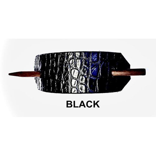 GATOR PATTERN LEATHER HAIR BARRETTE, PONYTAIL HOLDER, HAIR CLIP, HAIR ACCESSORIES, PONYTAIL CLIPS