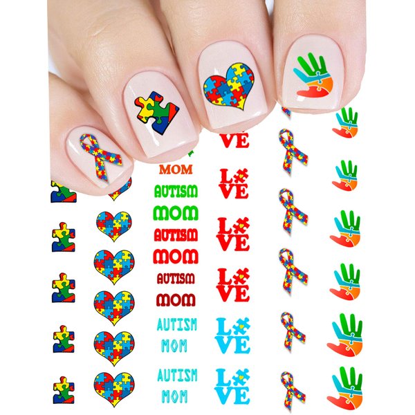 Autism Awareness Waterslide Nail Decals by One Stop Nails V1.