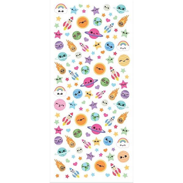 Playhouse Kawaii Cuties Stars and Planets Glitter Accent Micro Mini Sticker Sheet