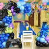 Video Game Balloon Arch Garland Kit, Blue Purple Green Black Party Balloons with 2Pcs Game Handle Foil Balloons for Video Game Theme Birthday Party Boys Gamer Night Decor