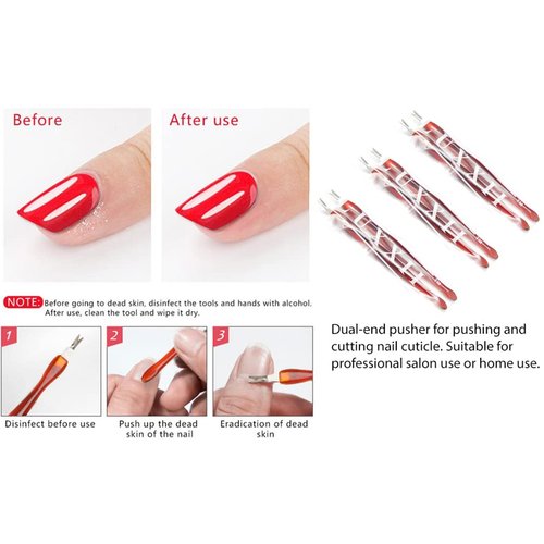 LUXXII (6 Pack) Practical Nail Art Tools Pedicure Cuticle Trimmer Remover Pusher Dead Skin Callus Removal Fork Brown (B)