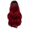 Tseses Ombre Red Long Curly Wigs for Women Wavy Synthetic Hair Wigs Dark Roots Hair Women Wig for Cosplay Halloween Party Daily Use (Red)