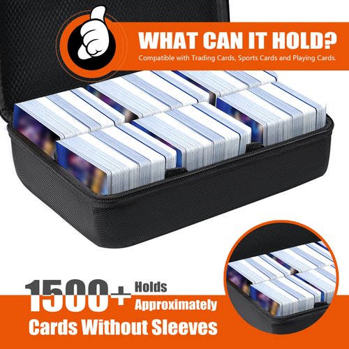 Brappo 1000+ Playing Card Case Compatible with Cards Against Humanity,TCG Trading Cards,Phase 10 Cards,Magic The Gathering Cards,Sport Cards &All Standard Size Cards.(Case only) (Black)