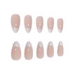 YoYoee Press on Nails Short French Fake Nails Almond Cute Tips Acrylics Full Cover White False Nails for Women and Girls 24PCS