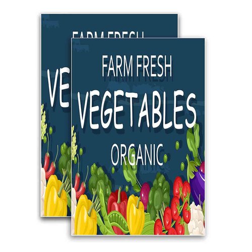 Farm Fresh Vegetables Organic (24" X 36") Vinyl Decal Only (Pack of 2) |Sign|Sticker|Poster
