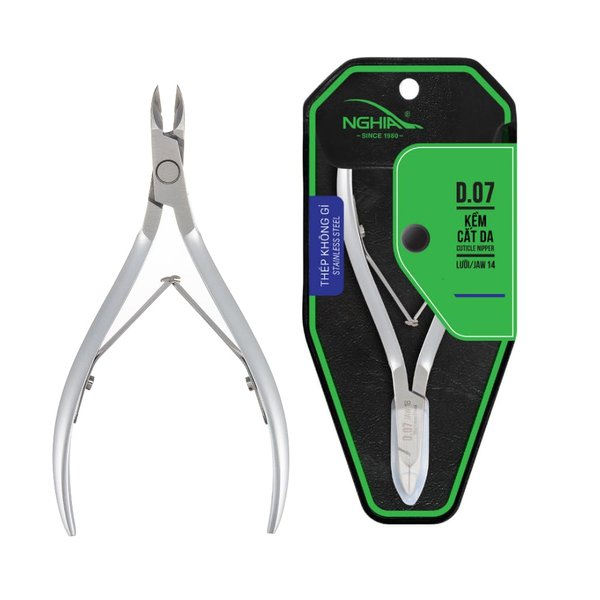 NGHIA Cuticle Nipper - D-07 JAW 14 | Stainless Steel | Durable and Sharp | Ergonomic Design | Grey Plated | Ideal for Salons and Home Use