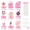 HoiSumma 9 Pcs Pink Movie Night Party Decorations Honeycomb Centerpieces Cute Popcorn Cinema Ticket Theater Film Themed 3D Table Topper Decor for Birthday Party Supplies Family Gatherings Baby Shower