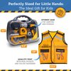 Kids Tool Set with Tool Box, Electronic Toy Drill with Bits & Construction Vest – Pretend Play Kit with Safety Googles, Gas Shield, Tape Measure, Saw, Bubble Level, Screwdriver, Nuts & Bolts