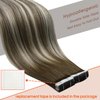 Sunny Hair Tape in Hair Extensions Brown Balayage Tape ins Human Hair Extensions Cool Brown Fading to Ash Brown Highlights Blonde Invisible Tape in Hair Extensions Brown Balayage 20pcs 50g 20inch