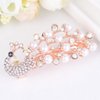 Womens Barrettes Women Girls Fashion Crystal Simulated Pearl Peacock Barrettes Hairpins Elegant Animal Hair Clips Gold-color