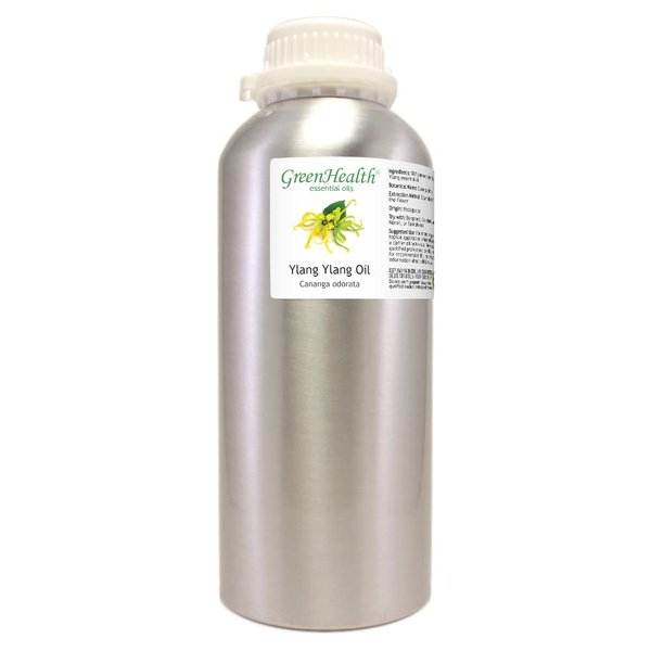 Ylang Ylang Essential Oil – 32 fl oz (946 ml) Aluminum Bottle w/Plug Cap – 100% Pure Essential Oil – GreenHealth